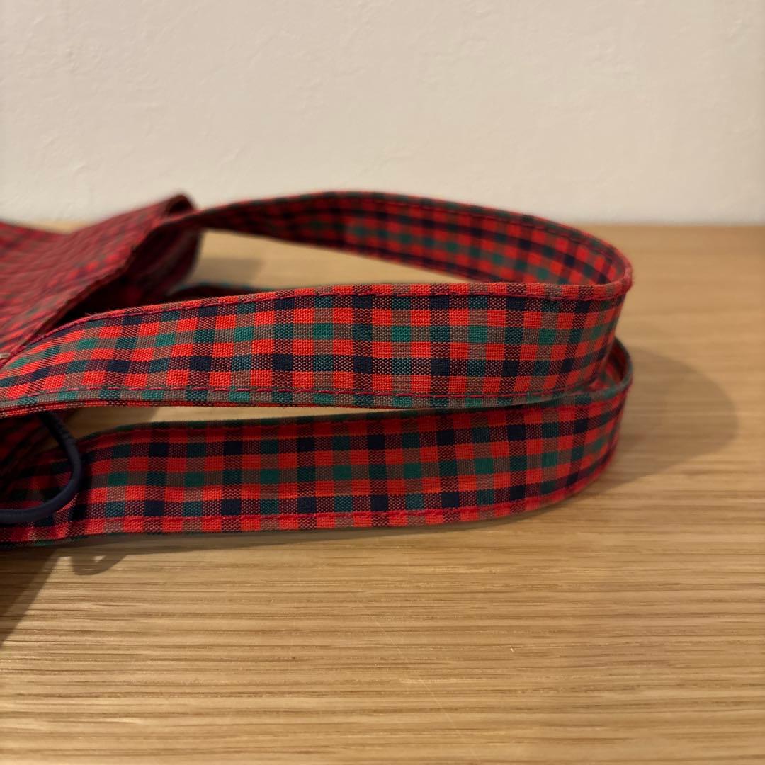 ファミリア　familiar 赤チェックトートバッグ大