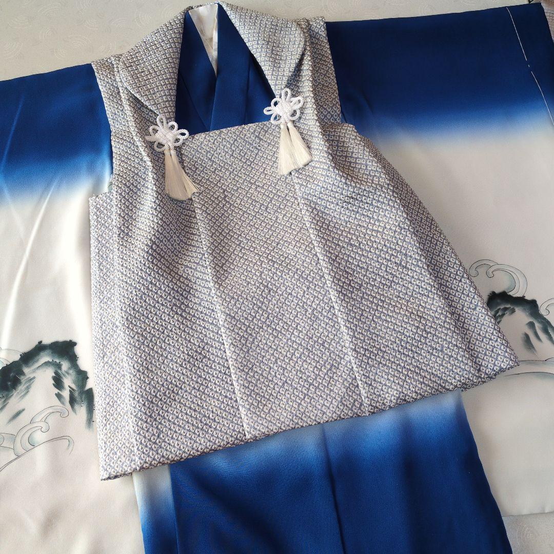 七五三３歳男の子正絹着物と正絹総絞り手縫いの被布（長襦袢付き）