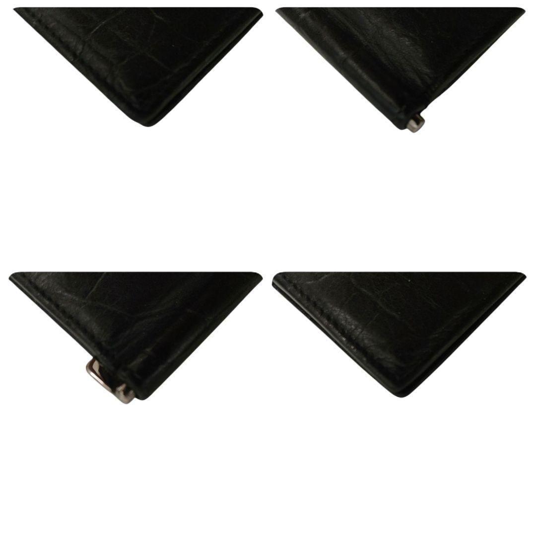 サンローラン　マネークリップ　カサンドラ　クロコ型押しレザー　ブラック　YSL