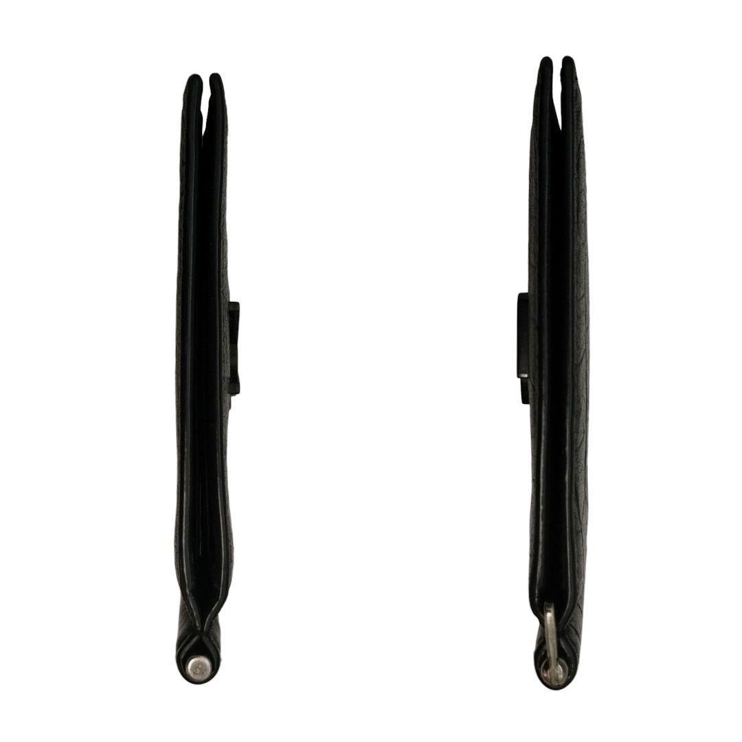 サンローラン　マネークリップ　カサンドラ　クロコ型押しレザー　ブラック　YSL