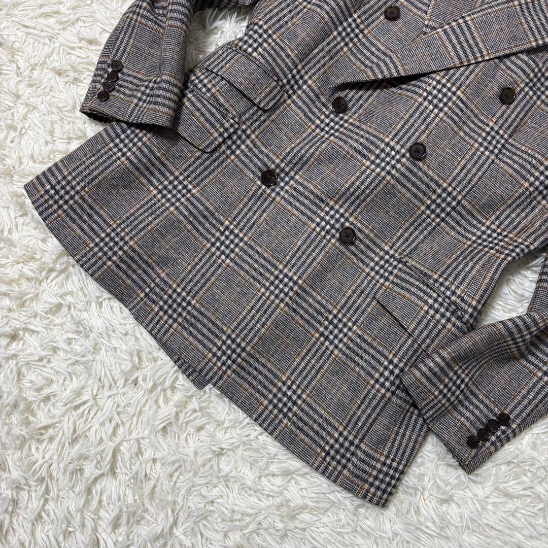 ポールスチュアート チェック柄 ダブルブレスト テーラードジャケット 48 L