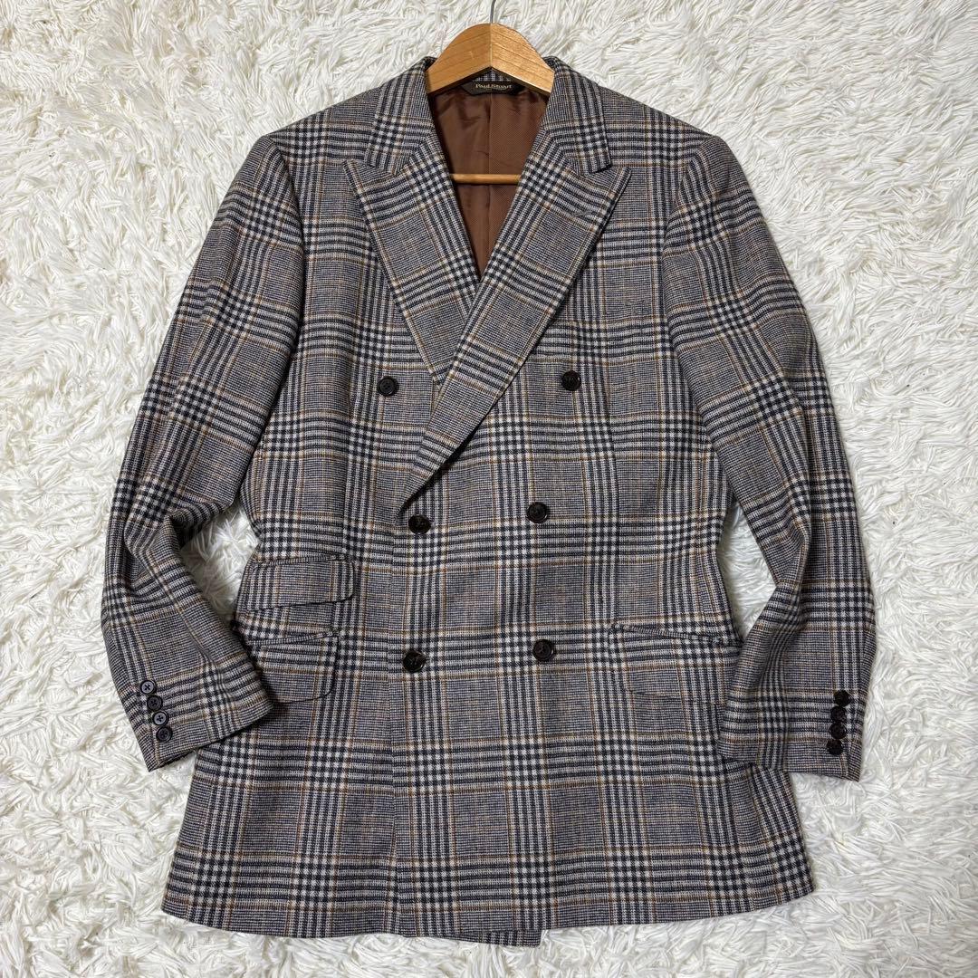 ポールスチュアート チェック柄 ダブルブレスト テーラードジャケット 48 L