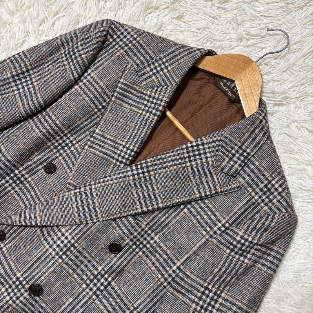 ポールスチュアート チェック柄 ダブルブレスト テーラードジャケット 48 L