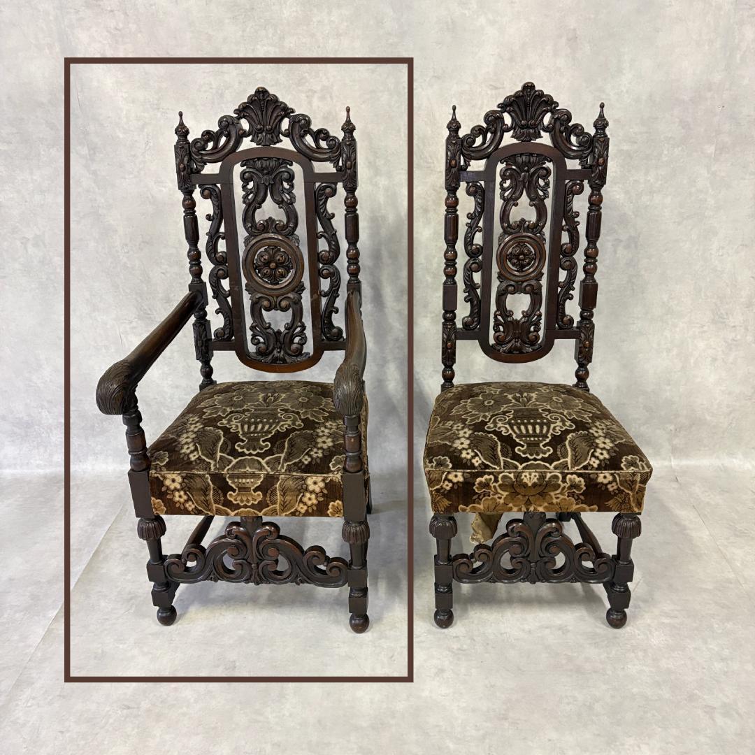 18世紀　バクタプール　キング＆クイーンスタイルのハイバックチェア
