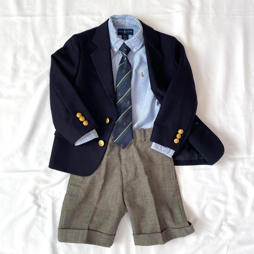 ポロラルフローレン　金ボタン紺ブレ フォーマル スーツ　セットアップ　110cm