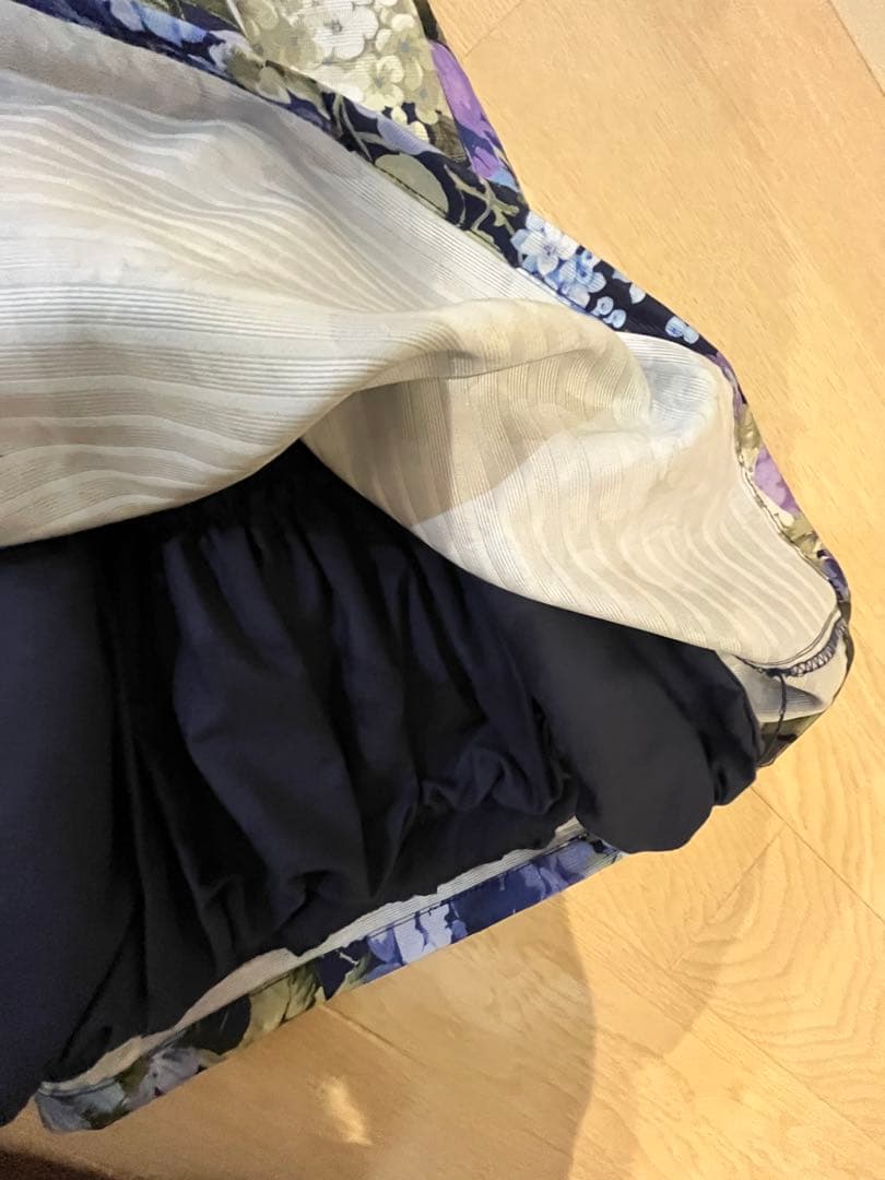 アナスイミニ　フォーマル　花柄　ノースリーブワンピース　ドレス　ネイビー　紫色