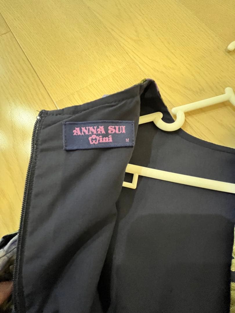 アナスイミニ　フォーマル　花柄　ノースリーブワンピース　ドレス　ネイビー　紫色