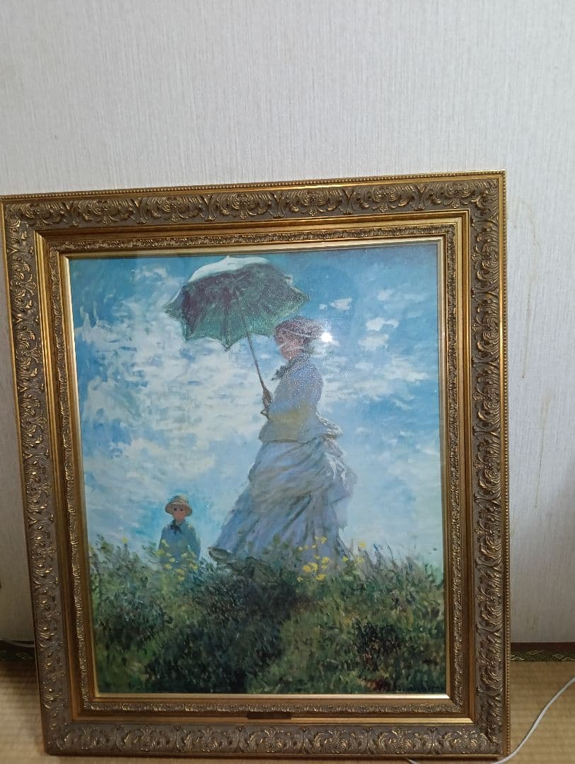クロードモネ 絵画 油絵 額縁 モネ婦人と息子
