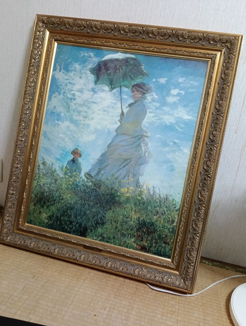クロードモネ 絵画 油絵 額縁 モネ婦人と息子