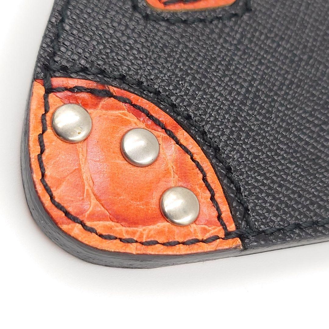 PRADA キーホルダー バッグ型 チャーム 黒 サフィアーノレザー プラダ