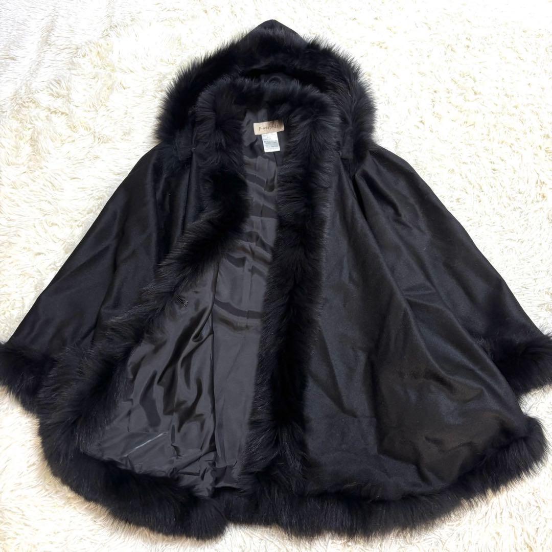 【極美品】F-wisteria カシミヤ100% フォックス フード ポンチョ