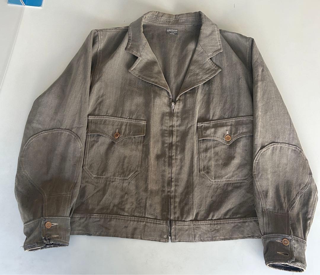 30s〜　ウィップコード　ジャケット　鳩目　グリーン　カーキ