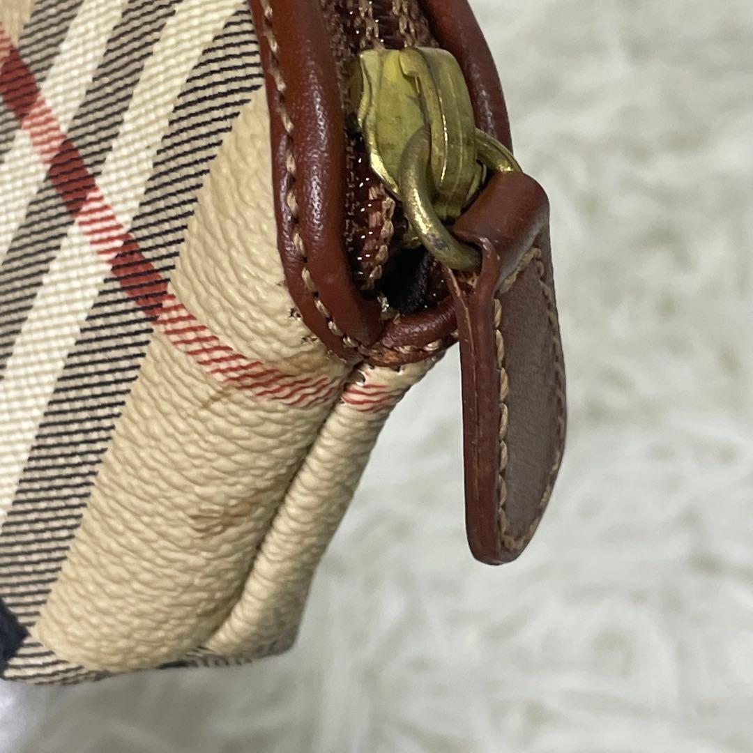 美品 BURBERRY バーバリー ミニポーチ ノバチェック プローサム 騎士