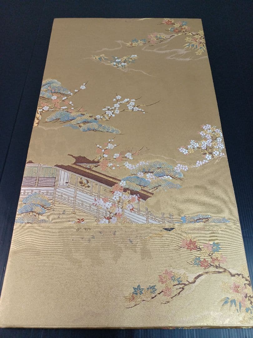 ［お太鼓柄］袋帯　新品未使用品　本金箔　宮中花車文　450cm O-015
