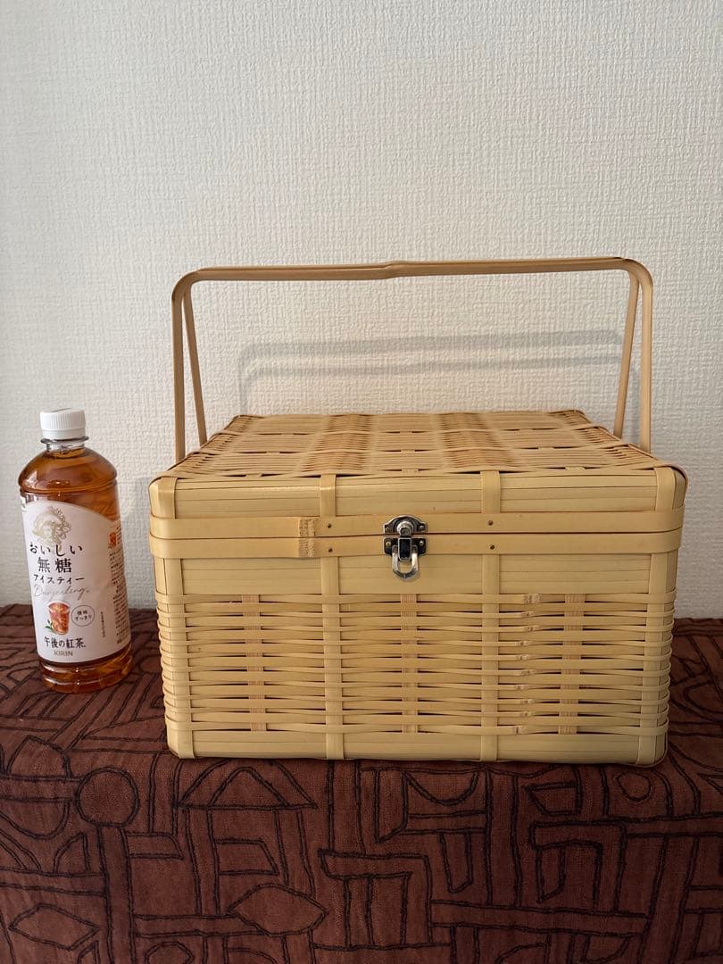 白竹　ピクニックバスケット　1点 竹かご 行楽　お弁当
