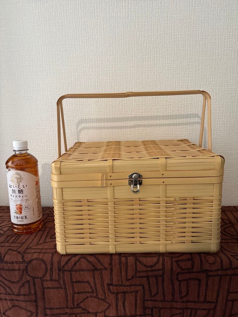 白竹　ピクニックバスケット　1点 竹かご 行楽　お弁当