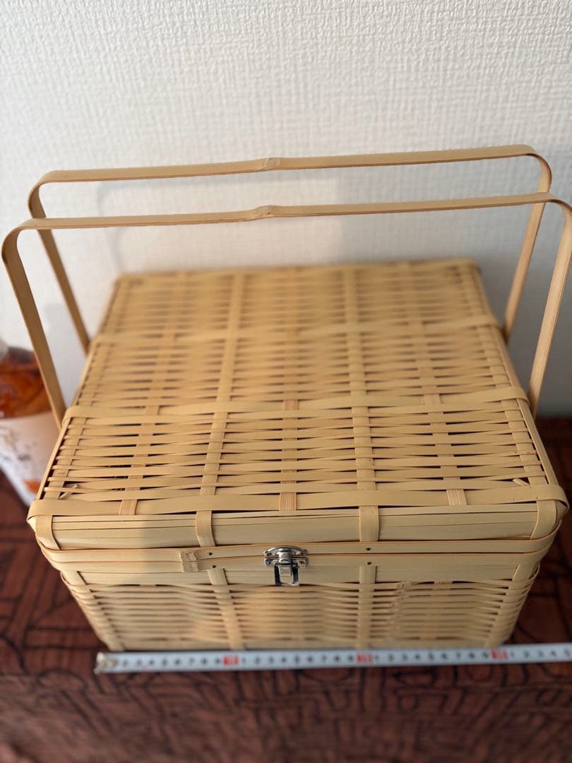 白竹　ピクニックバスケット　1点 竹かご 行楽　お弁当