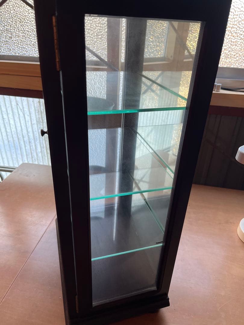 R ieさま専用　ダークブラウン ガラスキャビネット 4棚