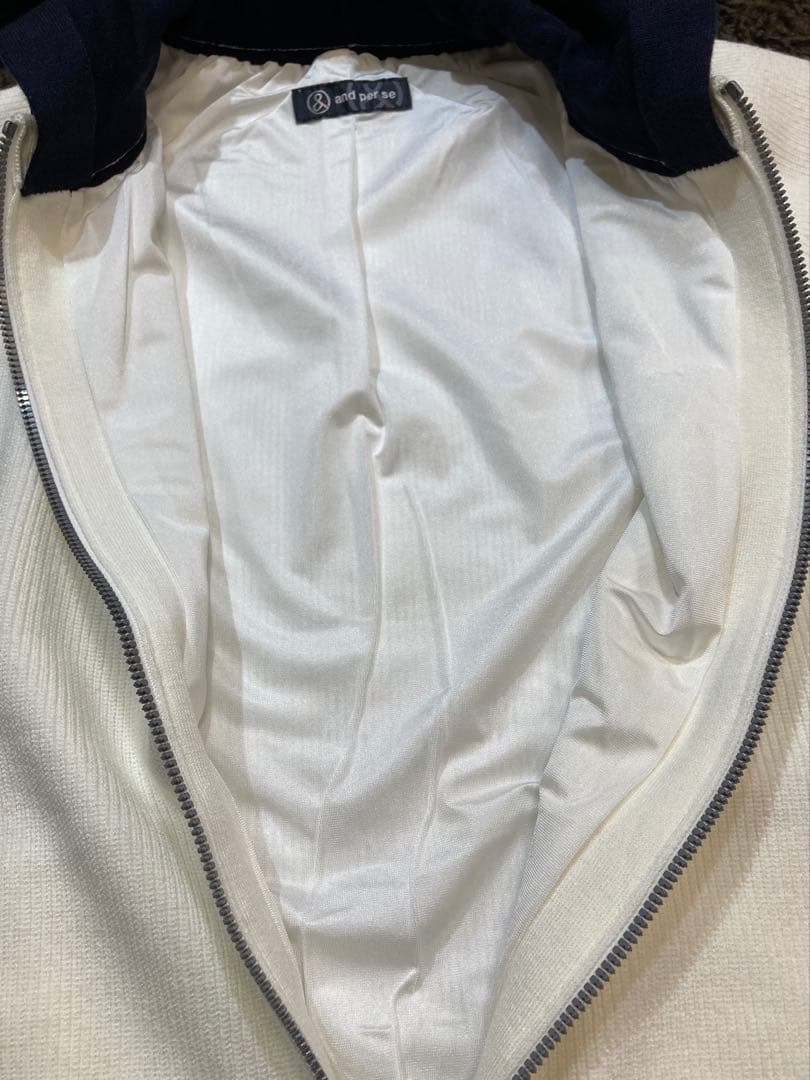 超美品【【【and per se 】】】アンパスィ★ニット防風ブルゾン★ホワイト