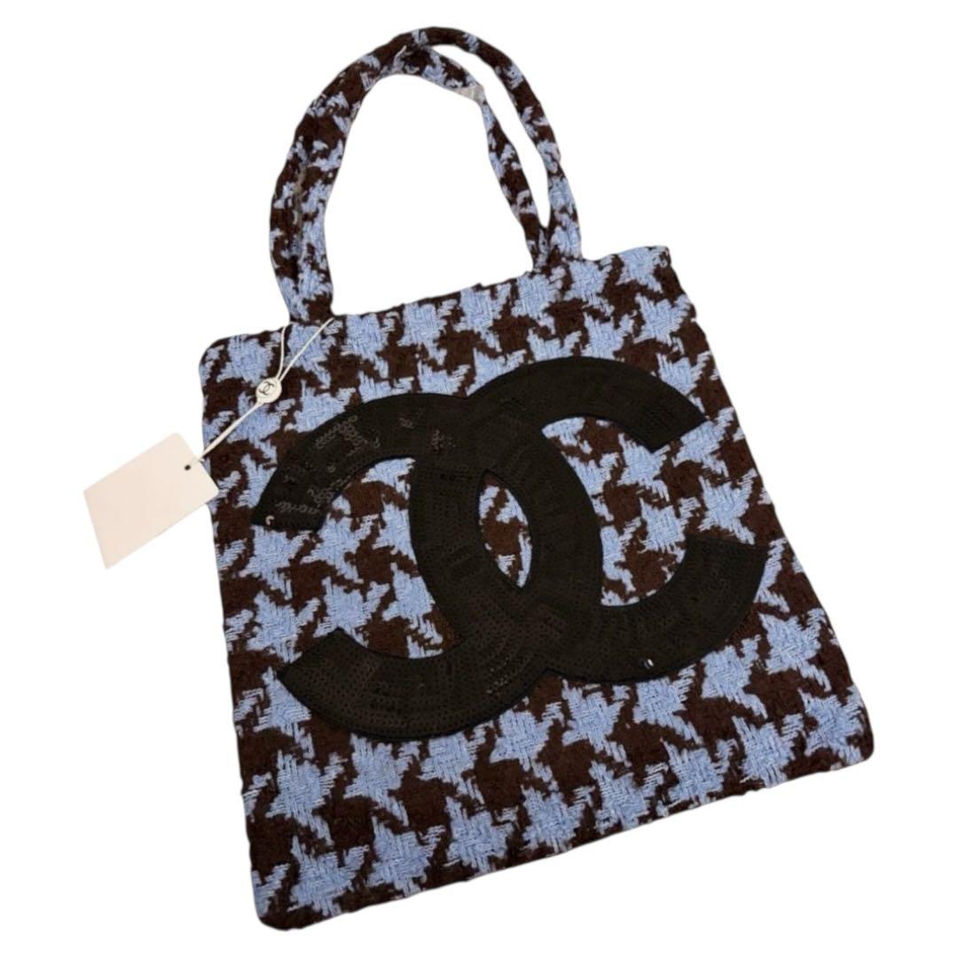 え*の様 【新品未使用】 CHANEL 千鳥格子 ブラック スパンコール トート