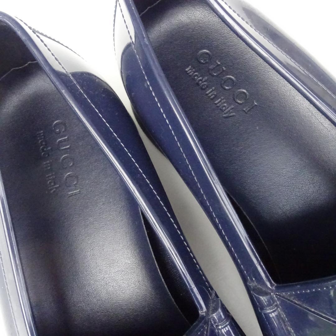 GUCCI グッチ ホースビット ラバーレインシューズ ローファー 雨用紺10