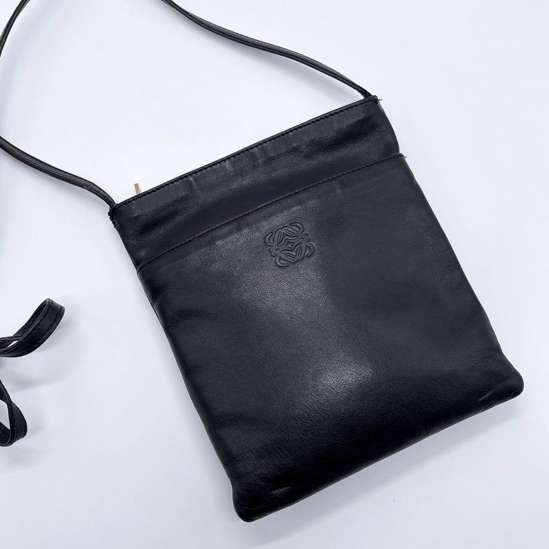 LOEWE ロエべ アナグラム ロゴ レザー ショルダーバッグ ブラック
