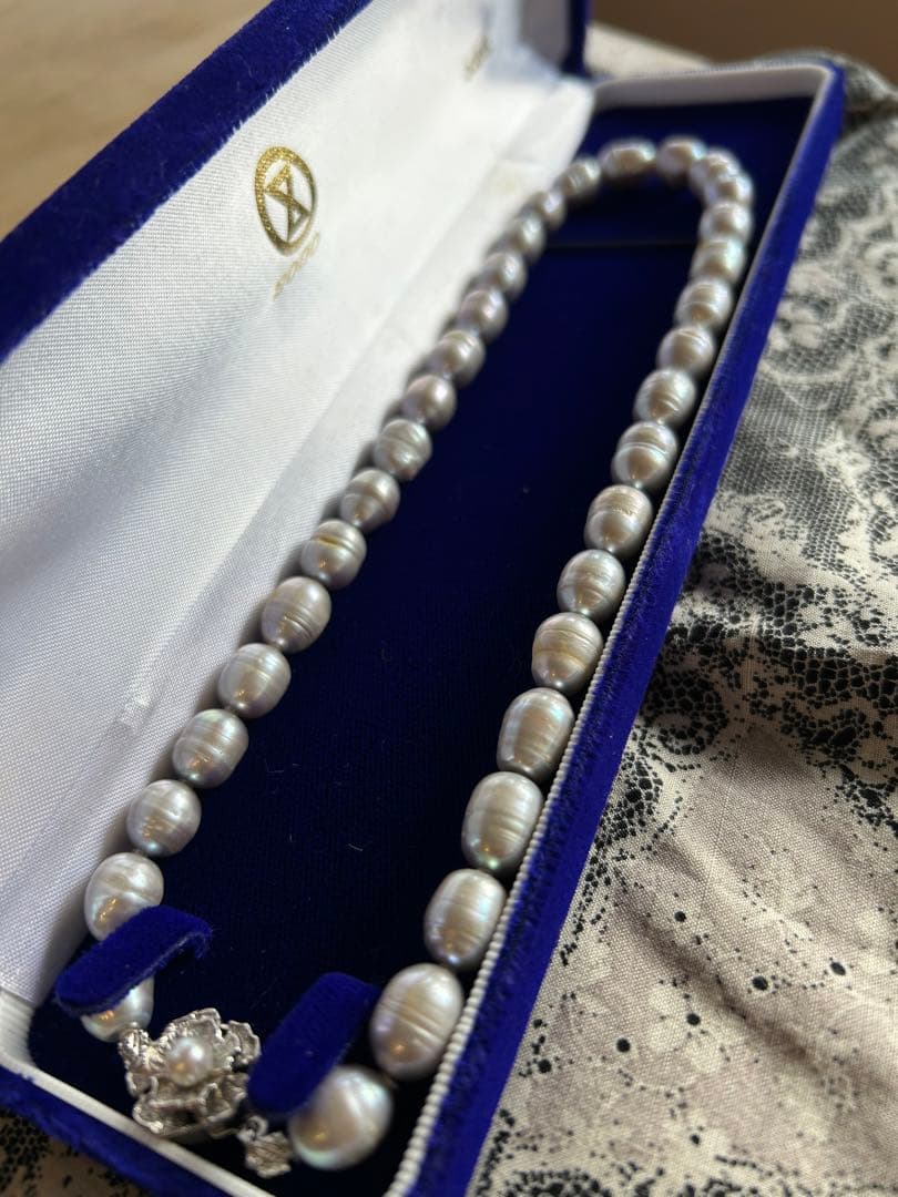 ふ*み様 希少大玉 バロックパールネックレス白蝶真珠　ビンテージ　silver刻