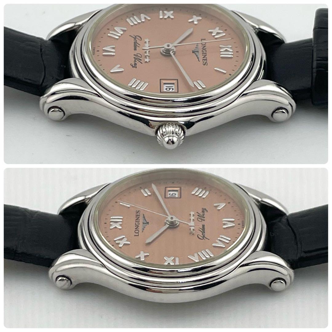 【稼働/新品電池】ロンジン　ゴールデンウィングファイブスター　腕時計　ピンク系