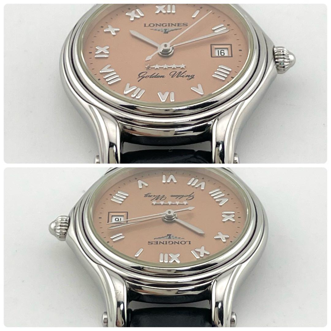 【稼働/新品電池】ロンジン　ゴールデンウィングファイブスター　腕時計　ピンク系
