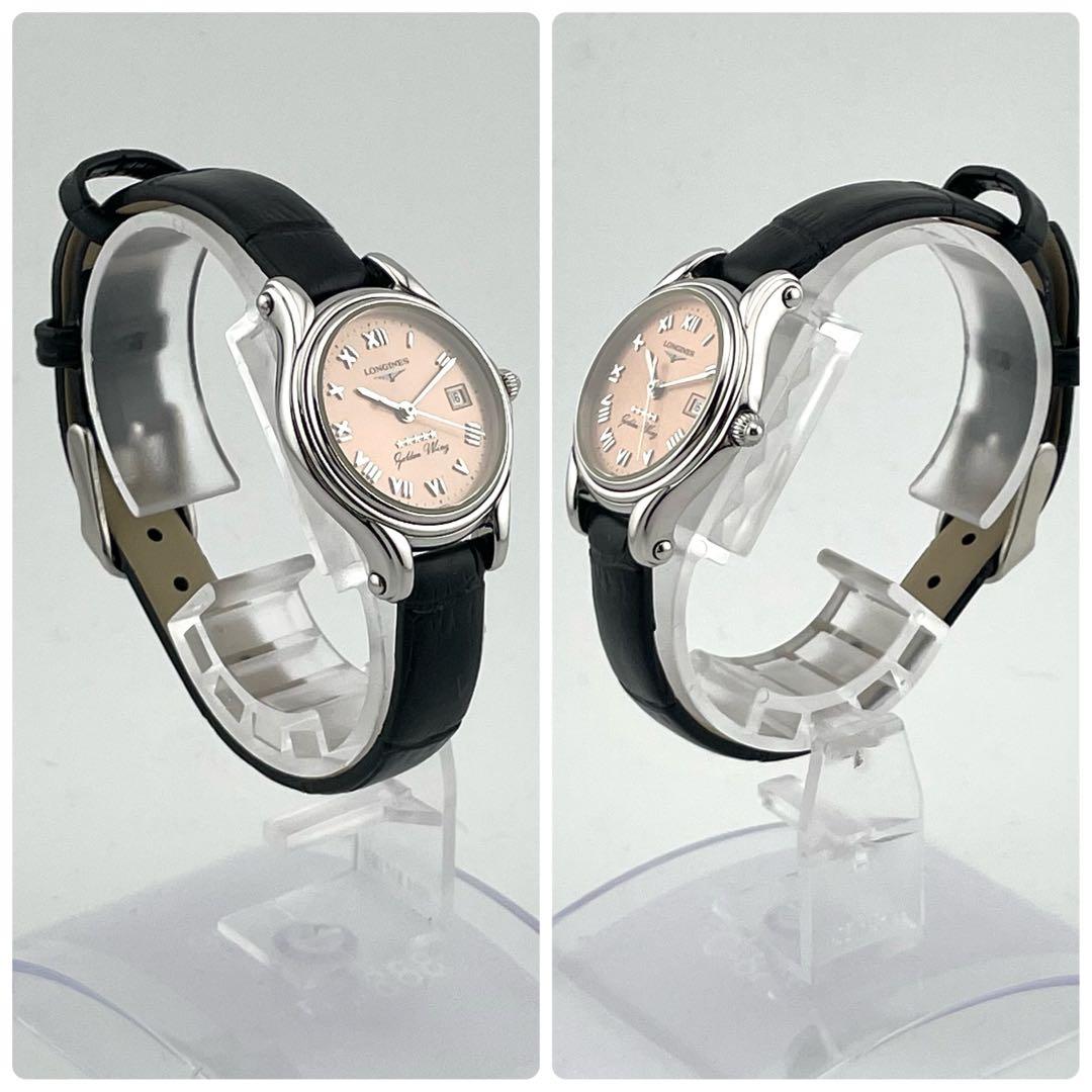 【稼働/新品電池】ロンジン　ゴールデンウィングファイブスター　腕時計　ピンク系