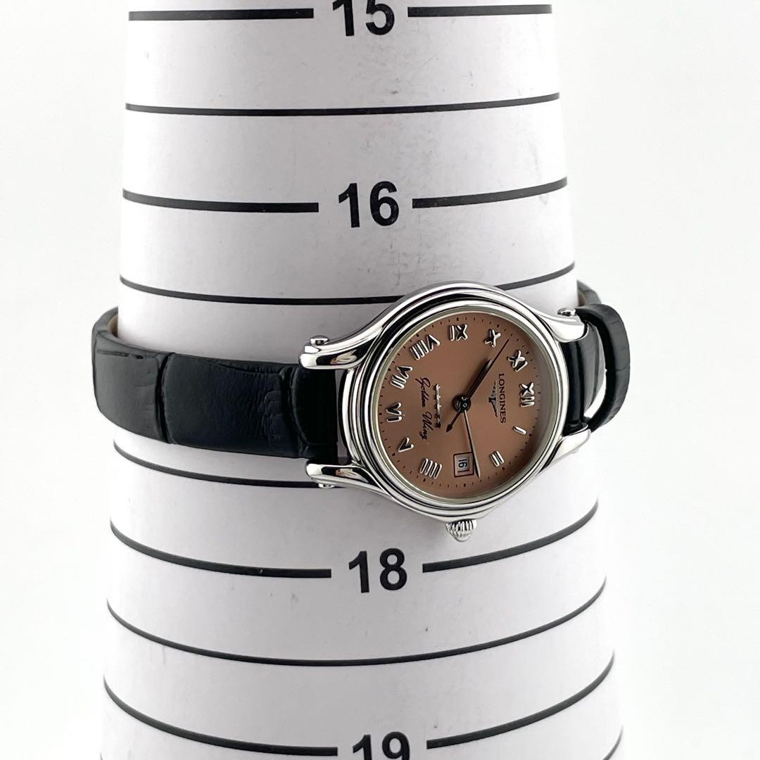 【稼働/新品電池】ロンジン　ゴールデンウィングファイブスター　腕時計　ピンク系