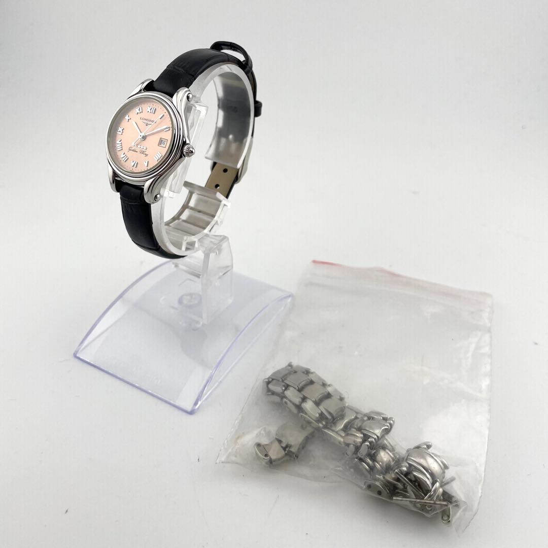 【稼働/新品電池】ロンジン　ゴールデンウィングファイブスター　腕時計　ピンク系