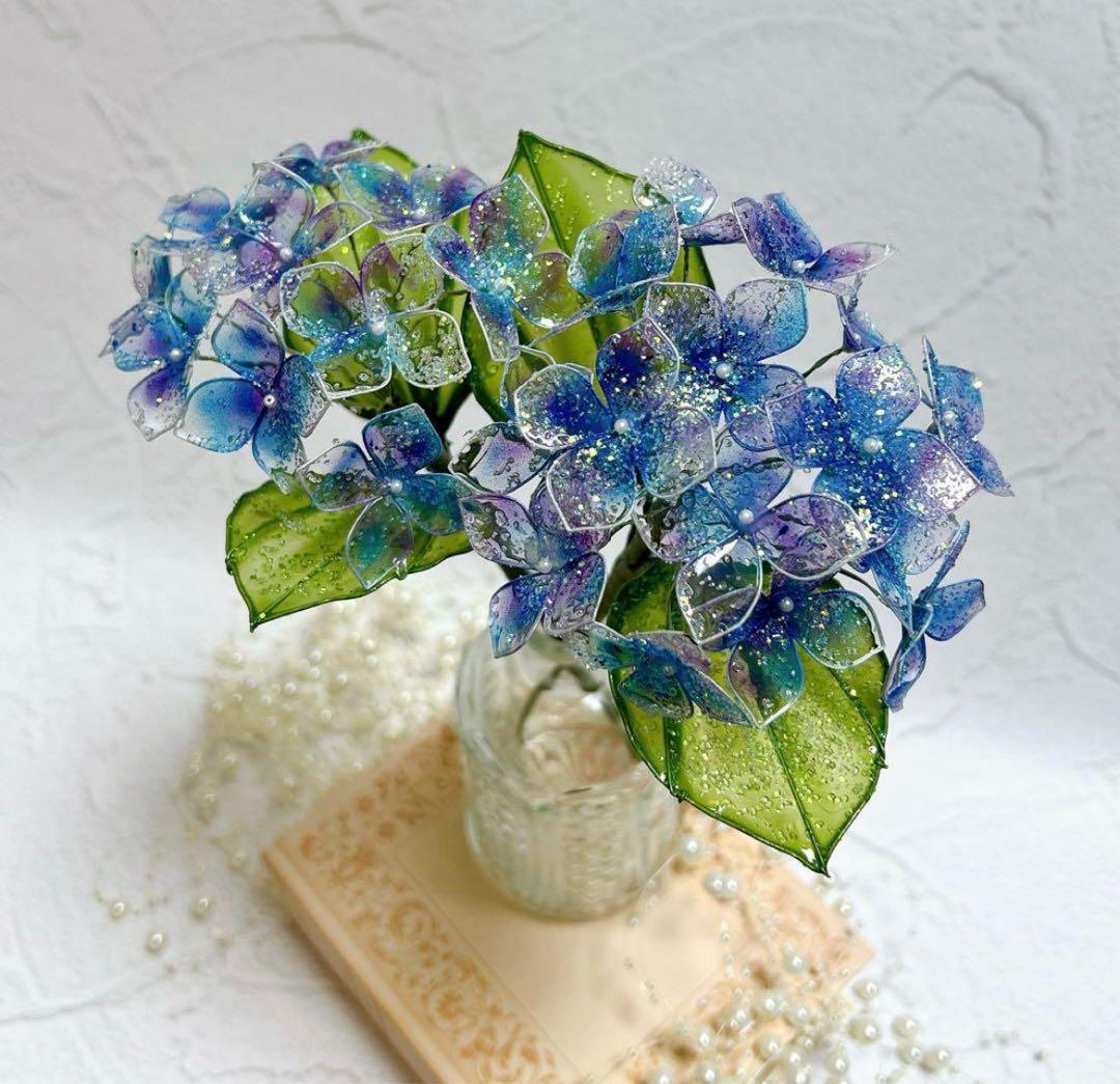 紫陽花　2本　アメリカンフラワー　ディップフラワー