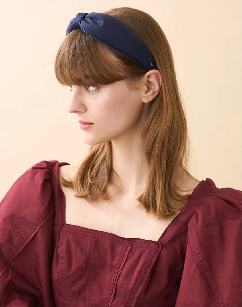 新品 アレクサンドル ドゥ パリ リボン カチューシャ ネイビー