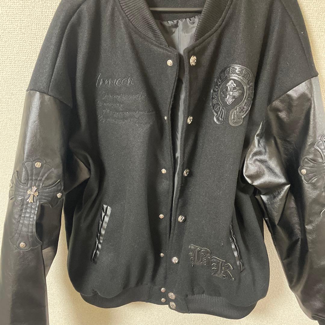 早い者勝ち‼️ スタジャン ブラック ウール・レザー