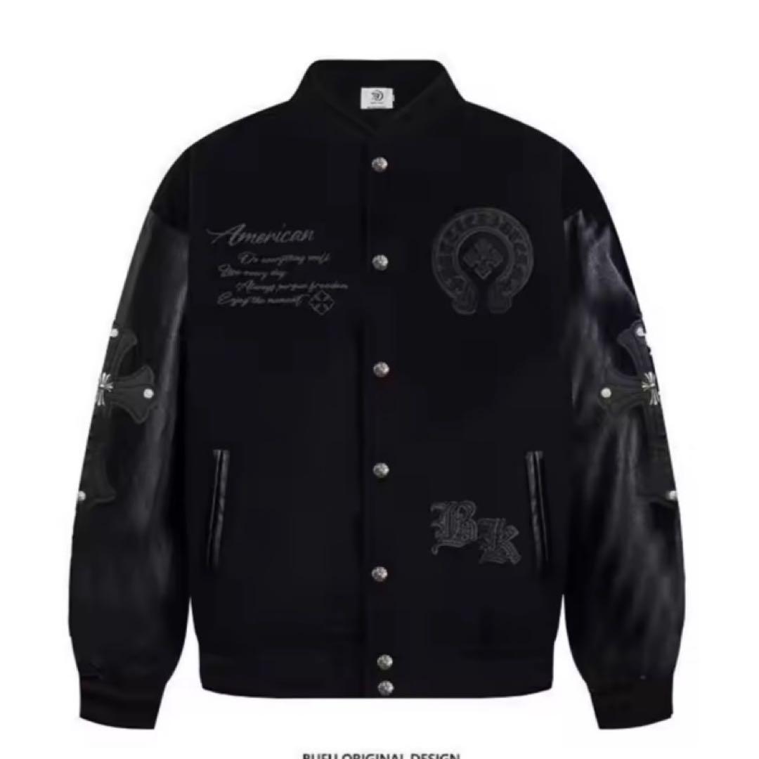 早い者勝ち‼️ スタジャン ブラック ウール・レザー