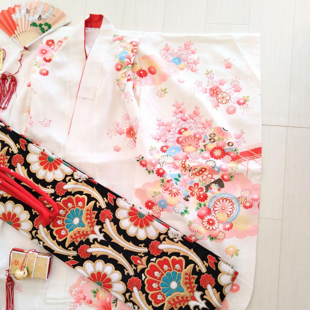 ​【きものやまと】七五三 7歳 女の子着物セット 白地 花と鶴