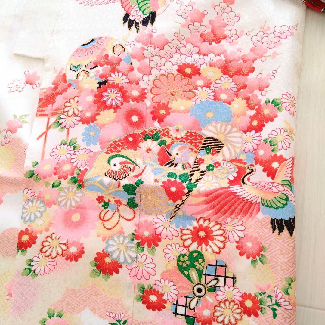 ​【きものやまと】七五三 7歳 女の子着物セット 白地 花と鶴