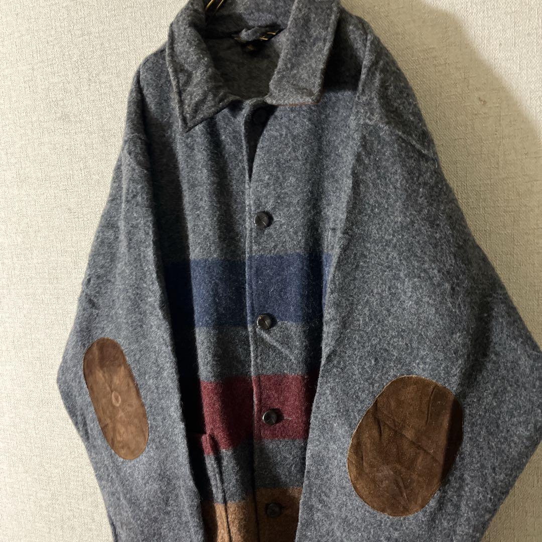 90s エディーバウアー ウールジャケット ネイティブ柄 黒タグエルボーパッチ.