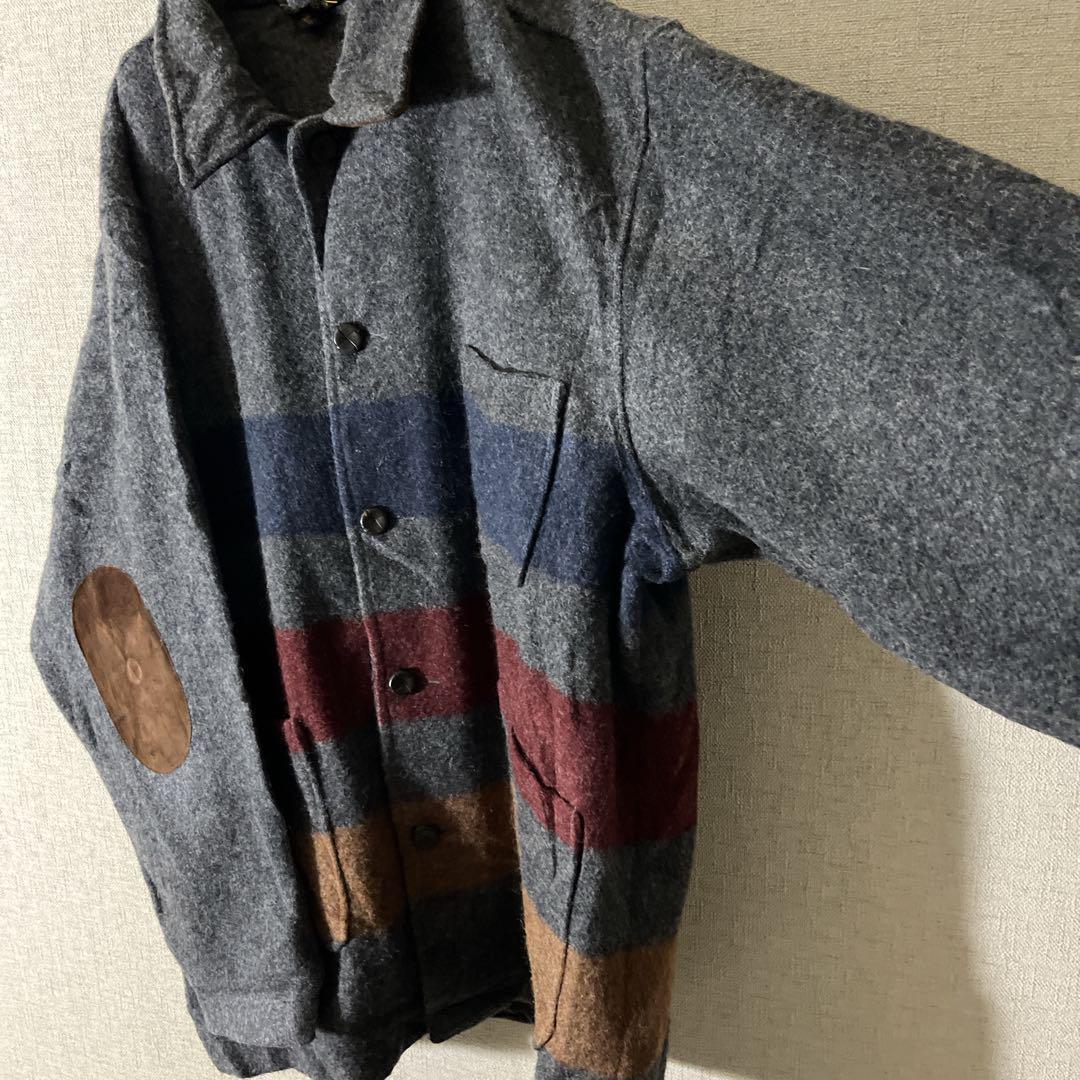 90s エディーバウアー ウールジャケット ネイティブ柄 黒タグエルボーパッチ.