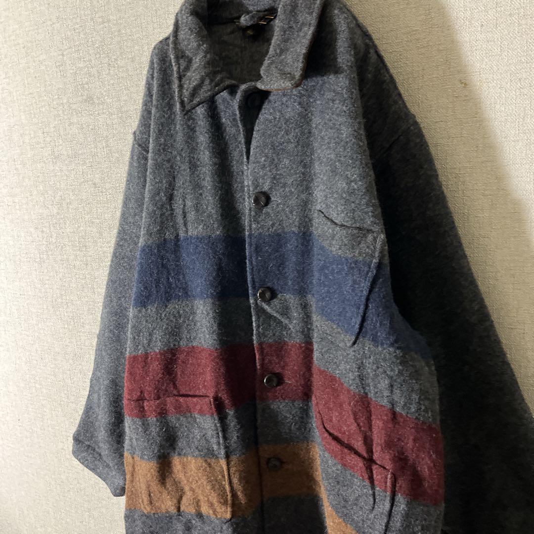 90s エディーバウアー ウールジャケット ネイティブ柄 黒タグエルボーパッチ.