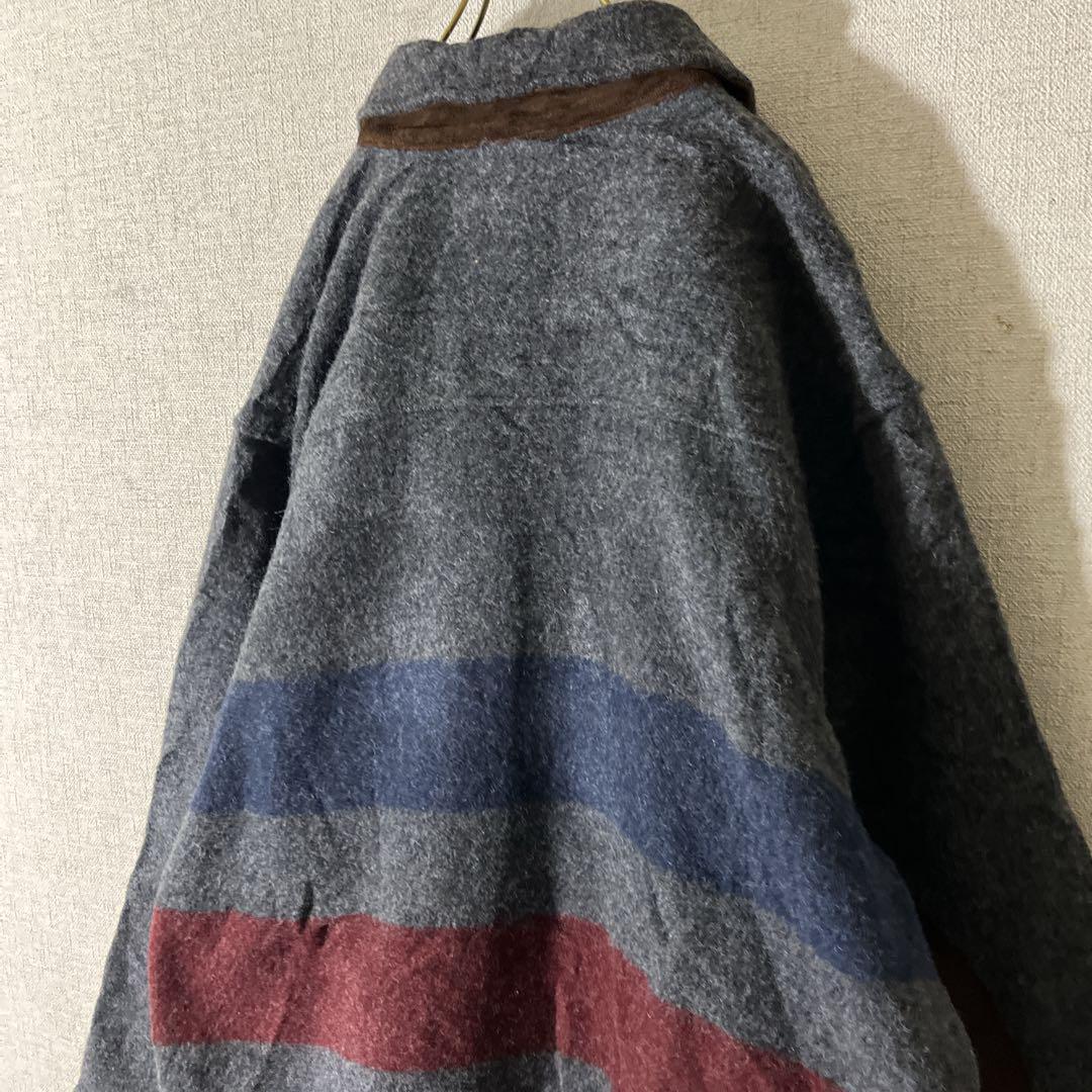 90s エディーバウアー ウールジャケット ネイティブ柄 黒タグエルボーパッチ.