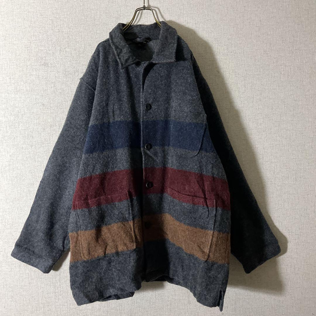 90s エディーバウアー ウールジャケット ネイティブ柄 黒タグエルボーパッチ.