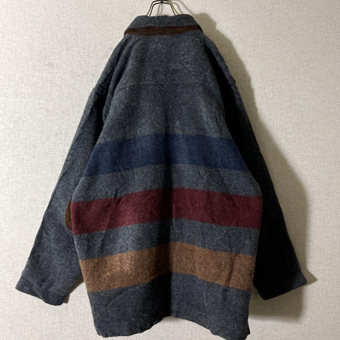 90s エディーバウアー ウールジャケット ネイティブ柄 黒タグエルボーパッチ.