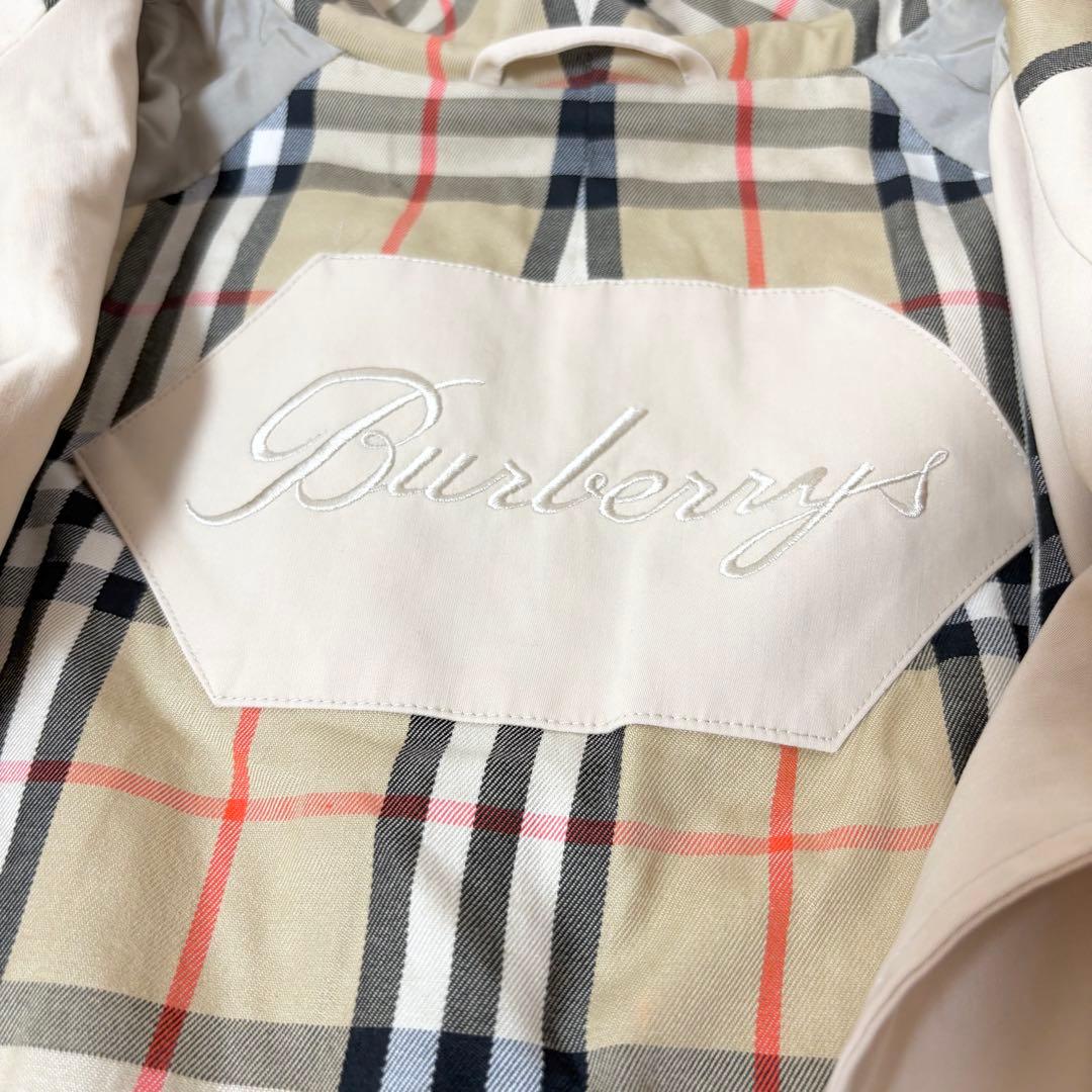 バーバリーズ フード付きステンカラーコート ベージュ系 ノバチェック ロゴ刻印
