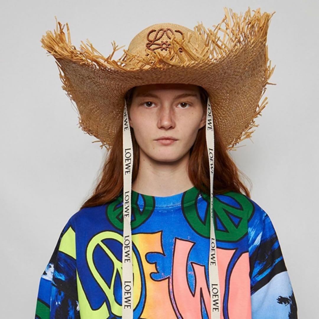 ロエベ×パウラズイビザ　カウボーイ フリンジ ラフィアハット◇59サイズ