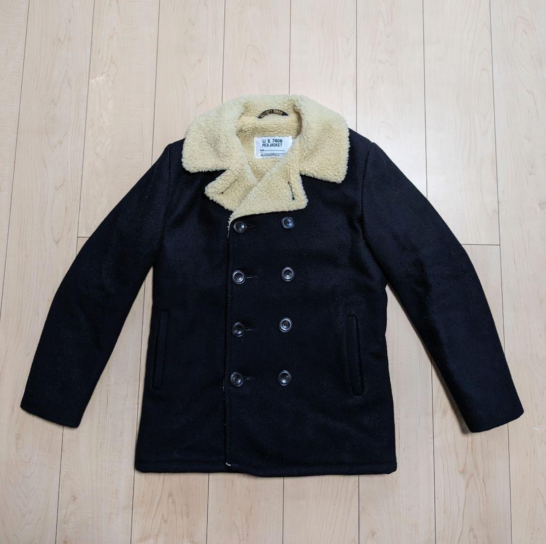 ★ 38 良品 SCHOTT × RON HERMAN Pコートブラック 黒