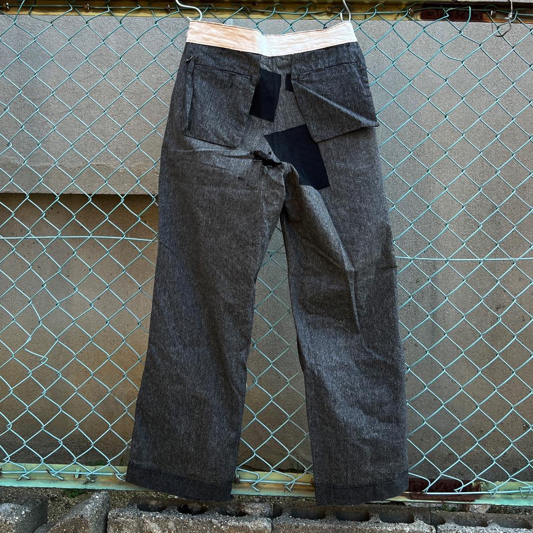 1940年代から1950年代頃　黒 ブラックシャンブレー　ワークパンツ　ダメージ