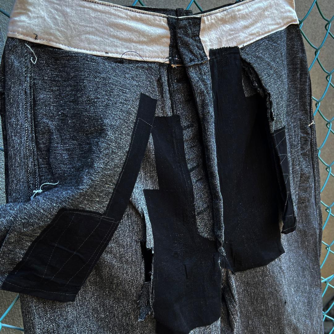 1940年代から1950年代頃　黒 ブラックシャンブレー　ワークパンツ　ダメージ