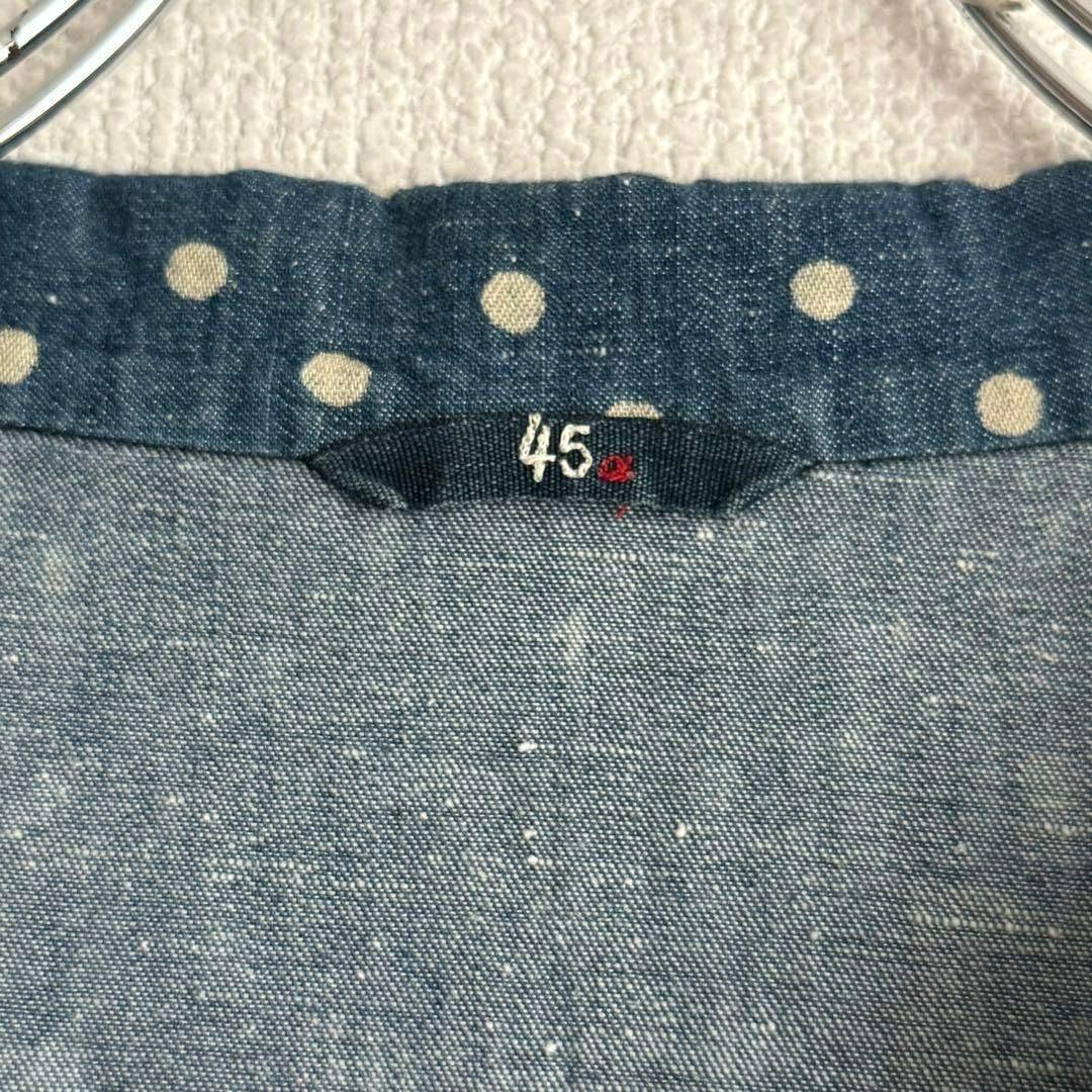 【極美品】45R インディゴ 水玉 ドレス 藍染め コットン100%